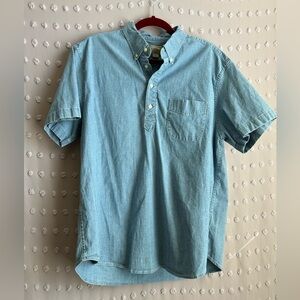 J. Crew Men’s Chambray Cotton Blend Short Sleeve Top Sz‎ L Light Wash